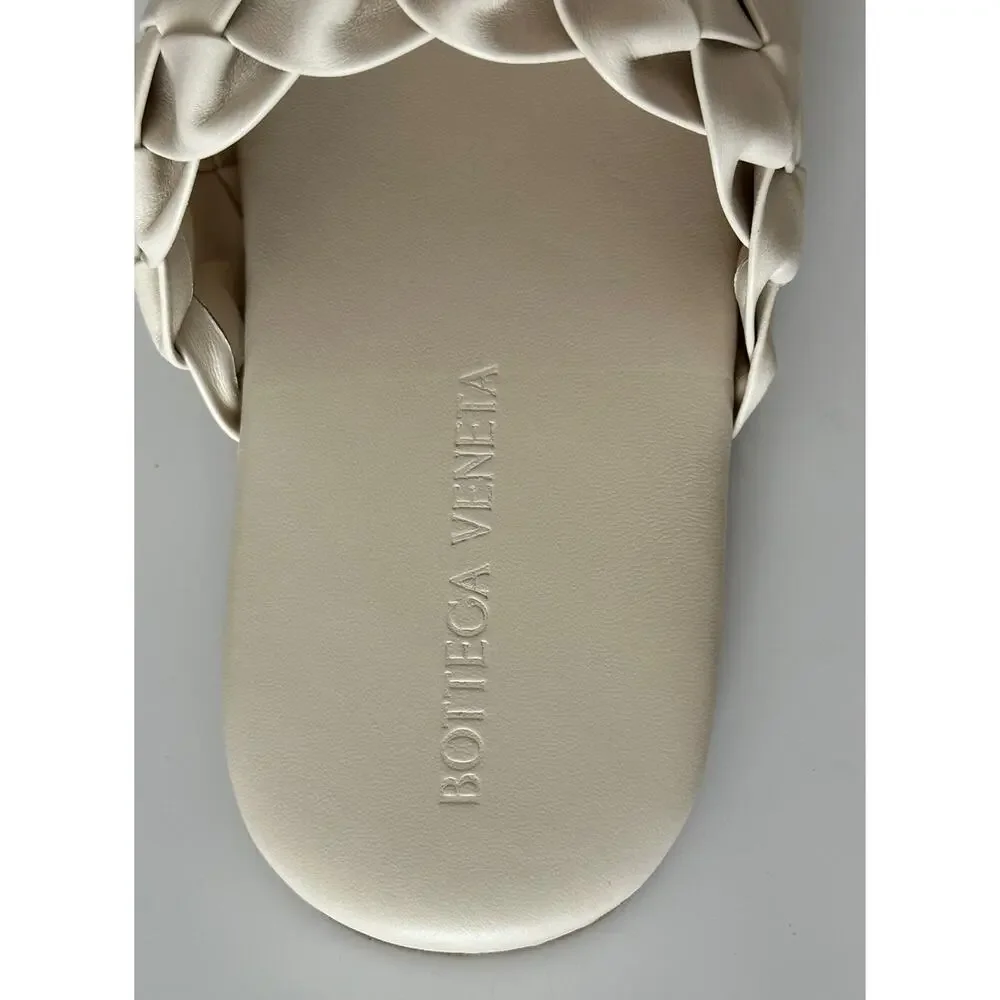 NIB $1150 Bottega Veneta Men's Intrecciato Leather Sandals White 9 US 620298 IT